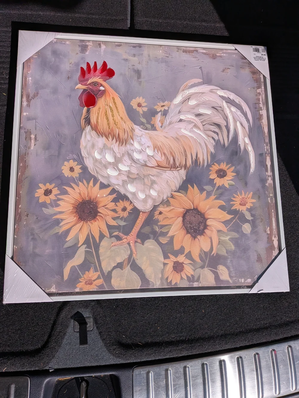 Farmhouse Rooster & Sunflower Wall Art Print